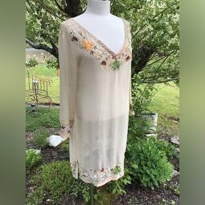 Vintage Embroidered Poly Georgette Kaftan